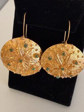 Traditional Turkish Ottoman Earrings  Costume 24kt Gold over bronze